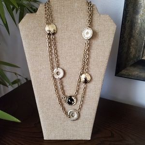 Chicos Gold Double Chain & Charm Necklace